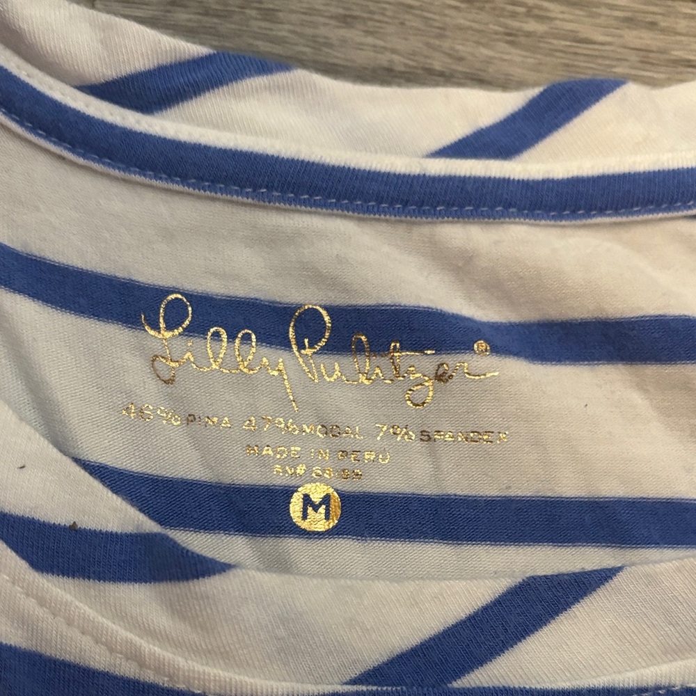 Lilly Pulitzer Blue and White Striped Tee size M NWOT - Picture 4 of 5